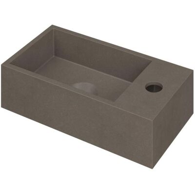 INK - Fontein Quartz Rechts met Kraangat - 360x180x90 mm - Quartz Beton INK - Fontein Quartz Rechts met Kraangat - 360x180x90 mm - Quartz Beton