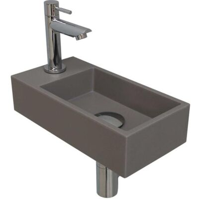 INK - Fonteinpack Quartz Links incl. Fonteinkraan - Design Sifon - Design Plug en Montageset - 360x180x90 Mm - Quartz Beton/chroom INK - Fonteinpack Quartz Links incl. Fonteinkraan - Design Sifon - Design Plug en Montageset - 360x180x90 Mm - Quartz Beton/chroom
