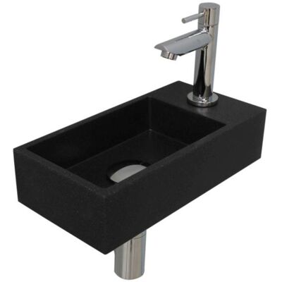 INK - Fonteinpack Quartz Rechts incl. Fonteinkraan - Design Sifon - Design Plug en Montageset - 360x180x90 Mm - Quartz Zwart/chroom INK - Fonteinpack Quartz Rechts incl. Fonteinkraan - Design Sifon - Design Plug en Montageset - 360x180x90 Mm - Quartz Zwart/chroom