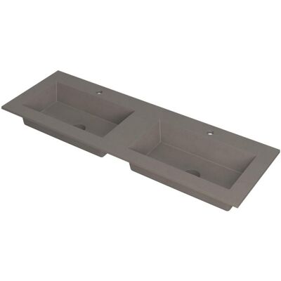 INK Kraft Wastafel Dubbele Bak met 2 Kraangaten - 1400x450x10 mm - Quartz Beton INK Kraft Wastafel Dubbele Bak met 2 Kraangaten - 1400x450x10 mm - Quartz Beton