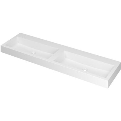INK Momento Wastafel Polystone Dubbel Zonder Kraangaten - 1600x450x90 mm - Mat Wit INK Momento Wastafel Polystone Dubbel Zonder Kraangaten - 1600x450x90 mm - Mat Wit