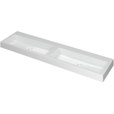 INK Momento Wastafel Polystone Dubbel Zonder Kraangaten - 1800x450x90 mm - Mat Wit INK Momento Wastafel Polystone Dubbel Zonder Kraangaten - 1800x450x90 mm - Mat Wit