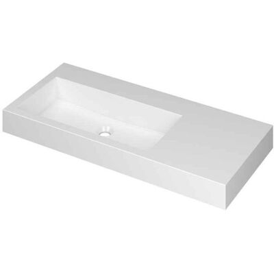 INK Momento Wastafel Polystone Wasbak Links Zonder Kraangat - 1000x450x90 mm - Glans Wit INK Momento Wastafel Polystone Wasbak Links Zonder Kraangat - 1000x450x90 mm - Glans Wit