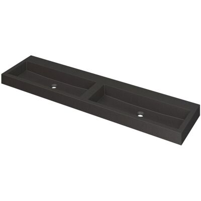 INK Momento Wastafel Quartz Dubbel Zonder Kraangaten - 1800x450x90 mm - Quartz Zwart INK Momento Wastafel Quartz Dubbel Zonder Kraangaten - 1800x450x90 mm - Quartz Zwart