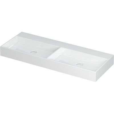 INK United Wastafel Porselein Dubbel Zonder Kraangat incl. Porseleinen Click Plug en Verborgen Overloop Systeem - 1200x450x110 mm - Glans Wit INK United Wastafel Porselein Dubbel Zonder Kraangat incl. Porseleinen Click Plug en Verborgen Overloop Systeem - 1200x450x110 mm - Glans Wit