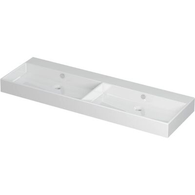 INK Unlimited Wastafel Porselein Dubbel Zonder Kraangat - 1400x450x110 mm - Glans Wit INK Unlimited Wastafel Porselein Dubbel Zonder Kraangat - 1400x450x110 mm - Glans Wit