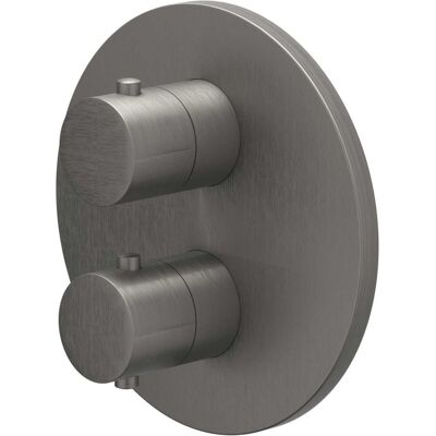 IVY Bond Afbouwdeel Inbouwthermostaat met 2-Weg Stop-Omstel met Rond Rozet - Geborsteld Metal Black PVD IVY Bond Afbouwdeel Inbouwthermostaat met 2-Weg Stop-Omstel met Rond Rozet - Geborsteld Metal Black PVD