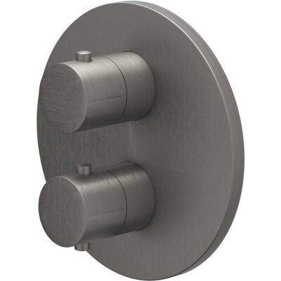 IVY Bond Afbouwdeel Inbouwthermostaat met 3-Weg Stop-Omstel met Rond Rozet - Geborsteld Metal Black PVD IVY Bond Afbouwdeel Inbouwthermostaat met 3-Weg Stop-Omstel met Rond Rozet - Geborsteld Metal Black PVD