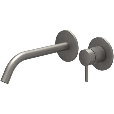 IVY Bond Wastafelkraan Afbouwdeel - 2-Gats Wandmontage - Gebogen Uitloop - Geborsteld Metal Black PVD IVY Bond Wastafelkraan Afbouwdeel - 2-Gats Wandmontage - Gebogen Uitloop - Geborsteld Metal Black PVD