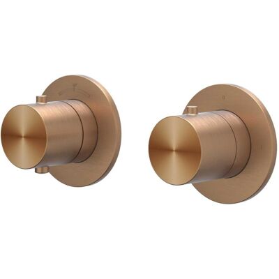 IVY Concord Afbouwdeel Inbouwthermostaat met 2-Weg Stop-Omstel Symmetry met Ronde Rozetten - RVS 316 Geborsteld Mat Koper PVD IVY Concord Afbouwdeel Inbouwthermostaat met 2-Weg Stop-Omstel Symmetry met Ronde Rozetten - RVS 316 Geborsteld Mat Koper PVD