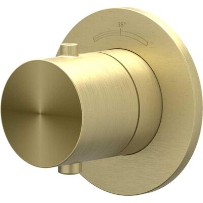 IVY Concord Afbouwdeel Inbouwthermostaat Symmetry met Rond Rozet - RVS 316 Geborsteld Mat Goud PVD IVY Concord Afbouwdeel Inbouwthermostaat Symmetry met Rond Rozet - RVS 316 Geborsteld Mat Goud PVD