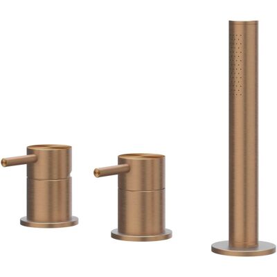 IVY Concord Badrandcombinatie 3-Gats Mengkraan met Uittrekbare Handdouche zonder Uitloop - Geborsteld RVS 316 Mat Koper PVD IVY Concord Badrandcombinatie 3-Gats Mengkraan met Uittrekbare Handdouche zonder Uitloop - Geborsteld RVS 316 Mat Koper PVD