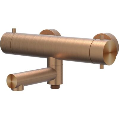 IVY Concord Badthermostaatkraan Opbouw met Wegdraaibare Baduitloop en Omstel - Geborsteld RVS 316 Mat Koper PVD IVY Concord Badthermostaatkraan Opbouw met Wegdraaibare Baduitloop en Omstel - Geborsteld RVS 316 Mat Koper PVD