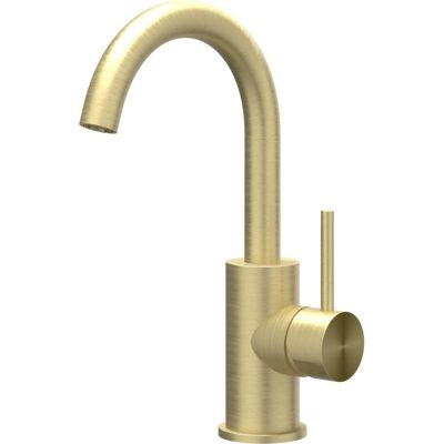 IVY Concord Wastafelkraan - Hoge Draaibare Uitloop - Geborsteld RVS 316 Mat Goud PVD IVY Concord Wastafelkraan - Hoge Draaibare Uitloop - Geborsteld RVS 316 Mat Goud PVD