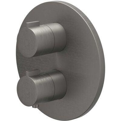 IVY Pact Afbouwdeel Inbouwthermostaat met 2-Weg Stop-Omstel met Rond Rozet - Geborsteld Metal Black PVD IVY Pact Afbouwdeel Inbouwthermostaat met 2-Weg Stop-Omstel met Rond Rozet - Geborsteld Metal Black PVD