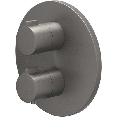 IVY Pact Afbouwdeel Inbouwthermostaat met 3-Weg Stop-Omstel met Rond Rozet - Geborsteld Metal Black PVD IVY Pact Afbouwdeel Inbouwthermostaat met 3-Weg Stop-Omstel met Rond Rozet - Geborsteld Metal Black PVD