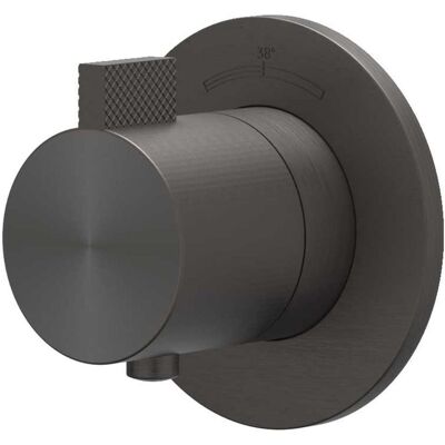 IVY Tribe Afbouwdeel Inbouwthermostaat Symmetry met Rond Rozet - RVS 316 Geborsteld Carbon Black PVD IVY Tribe Afbouwdeel Inbouwthermostaat Symmetry met Rond Rozet - RVS 316 Geborsteld Carbon Black PVD