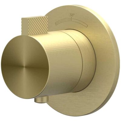 IVY Tribe Afbouwdeel Inbouwthermostaat Symmetry met Rond Rozet - RVS 316 Geborsteld Mat Goud PVD IVY Tribe Afbouwdeel Inbouwthermostaat Symmetry met Rond Rozet - RVS 316 Geborsteld Mat Goud PVD