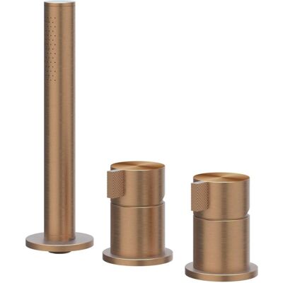 IVY Tribe Badrandcombinatie 3-Gats Mengkraan met Uittrekbare Handdouche zonder Uitloop - Geborsteld RVS 316 Mat Koper PVD IVY Tribe Badrandcombinatie 3-Gats Mengkraan met Uittrekbare Handdouche zonder Uitloop - Geborsteld RVS 316 Mat Koper PVD