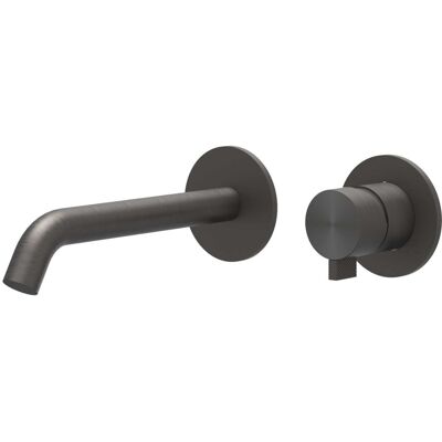 IVY Tribe Wastafelkraan Afbouwdeel - 2-Gats Wandmontage - Gebogen Uitloop - Geborsteld RVS 316 Carbon Black PVD IVY Tribe Wastafelkraan Afbouwdeel - 2-Gats Wandmontage - Gebogen Uitloop - Geborsteld RVS 316 Carbon Black PVD