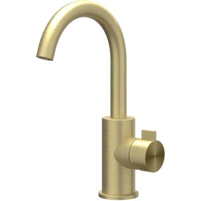 IVY Tribe Wastafelkraan - Hoge Draaibare Uitloop - Geborsteld RVS 316 Mat Goud PVD IVY Tribe Wastafelkraan - Hoge Draaibare Uitloop - Geborsteld RVS 316 Mat Goud PVD