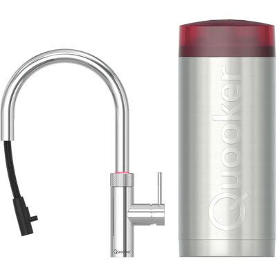 Quooker Flex Round Keukenkraan Set - Kokend Warm- en Koud Water - Uittrekbare Slang - Chroom - Inclusief COMBI Reservoir Quooker Flex Round Keukenkraan Set - Kokend Warm- en Koud Water - Uittrekbare Slang - Chroom - Inclusief COMBI Reservoir
