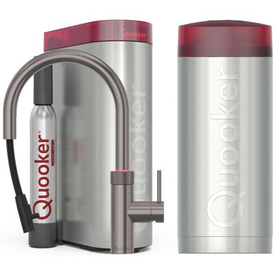 Quooker Flex Round Keukenkraan Set - Kokend Warm- en Koud Water - Uittrekbare Slang - Gunmetal - Inclusief COMBI+ Reservoir & CUBE - Direct Gekoeld Bruisend Water Quooker Flex Round Keukenkraan Set - Kokend Warm- en Koud Water - Uittrekbare Slang - Gunmetal - Inclusief COMBI+ Reservoir & CUBE - Direct Gekoeld Bruisend Water