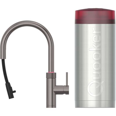 Quooker Flex Round Keukenkraan Set - Kokend Warm- en Koud Water - Uittrekbare Slang - Gunmetal - Inclusief COMBI Reservoir Quooker Flex Round Keukenkraan Set - Kokend Warm- en Koud Water - Uittrekbare Slang - Gunmetal - Inclusief COMBI Reservoir