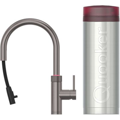Quooker Flex Round Keukenkraan Set - Kokend Warm- en Koud Water - Uittrekbare Slang - Gunmetal - Inclusief PRO3 Reservoir Quooker Flex Round Keukenkraan Set - Kokend Warm- en Koud Water - Uittrekbare Slang - Gunmetal - Inclusief PRO3 Reservoir
