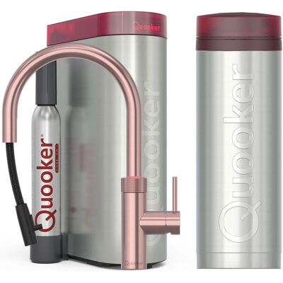 Quooker Flex Round Keukenkraan Set - Kokend Warm- en Koud Water - Uittrekbare Slang - Rosé Koper - Inclusief PRO3 Reservoir & CUBE - Direct Gekoeld Bruisend Water Quooker Flex Round Keukenkraan Set - Kokend Warm- en Koud Water - Uittrekbare Slang - Rosé Koper - Inclusief PRO3 Reservoir & CUBE - Direct Gekoeld Bruisend Water