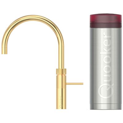 Quooker Fusion Round Keukenkraan Set - Kokend Warm- en Koud Water - Goud - Inclusief PRO3 Reservoir Quooker Fusion Round Keukenkraan Set - Kokend Warm- en Koud Water - Goud - Inclusief PRO3 Reservoir