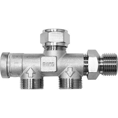 Riko 4-weg Verdeler - 1/2"x Knel 15mm x 2 x M22 Verkeerd Riko 4-weg Verdeler - 1/2"x Knel 15mm x 2 x M22 Verkeerd