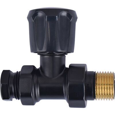 Riko Radiator Ventiel + Adaptor - 15mm 1/2" - Recht - Vernikkeld - Mat/Zwart Riko Radiator Ventiel + Adaptor - 15mm 1/2" - Recht - Vernikkeld - Mat/Zwart