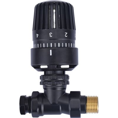 Riko Thermostatische Radiatorventiel - 1/2"x15mm - Recht - Mat/Zwart Riko Thermostatische Radiatorventiel - 1/2"x15mm - Recht - Mat/Zwart
