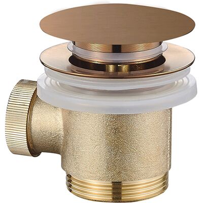 Wiesbaden Caral Clickwaste Afvoerplug - Vrijstaand Bad - 1 1/2" - Geborsteld Brons Koper - PVD Wiesbaden Caral Clickwaste Afvoerplug - Vrijstaand Bad - 1 1/2" - Geborsteld Brons Koper - PVD