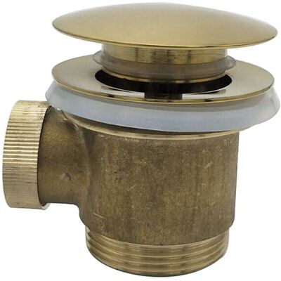 Wiesbaden Caral Clickwaste Afvoerplug - Vrijstaand Bad - 1 1/2" - Geborsteld Messing - PVD Wiesbaden Caral Clickwaste Afvoerplug - Vrijstaand Bad - 1 1/2" - Geborsteld Messing - PVD