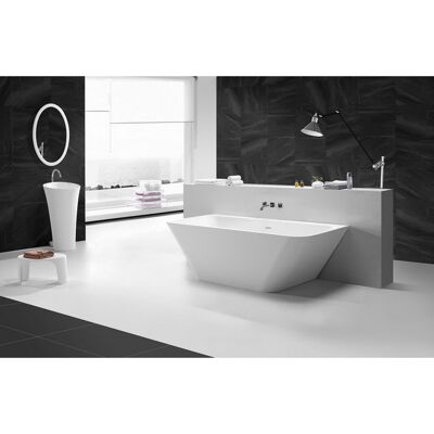 Wiesbaden Inge Solid Surface Half Vrijstaand Bad - 180x84x57cm - Mat Wit Wiesbaden Inge Solid Surface Half Vrijstaand Bad - 180x84x57cm - Mat Wit