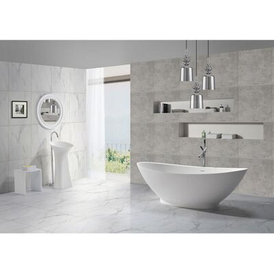 Wiesbaden Jasmijn Solid Surface Vrijstaand Bad - 186.5x84x59.5cm - Mat Wit Wiesbaden Jasmijn Solid Surface Vrijstaand Bad - 186.5x84x59.5cm - Mat Wit