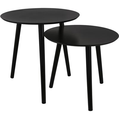 BES LED Bijzettafel set - Livion Nirvana - Set van 2 - Rond - Zwart - Metaal - MDF BES LED Bijzettafel set - Livion Nirvana - Set van 2 - Rond - Zwart - Metaal - MDF
