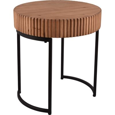 BES LED Bijzettafel - Livion Angi - Rond - Zwart Bruin - Metaal BES LED Bijzettafel - Livion Angi - Rond - Zwart Bruin - Metaal