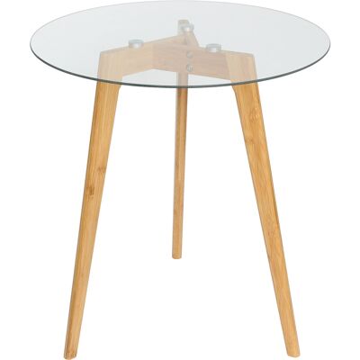 BES LED Bijzettafel - Livion Atol - Glazen blad - Rond - Bruin - Hout BES LED Bijzettafel - Livion Atol - Glazen blad - Rond - Bruin - Hout