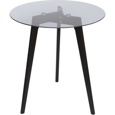 BES LED Bijzettafel - Livion Atol - Glazen blad - Rond - Zwart - Hout BES LED Bijzettafel - Livion Atol - Glazen blad - Rond - Zwart - Hout