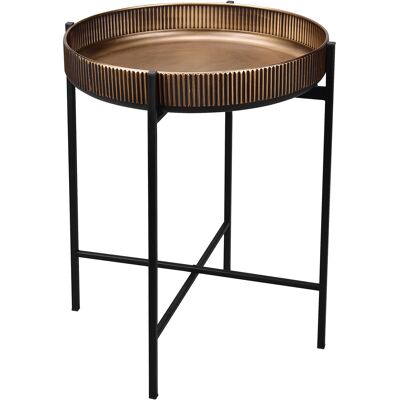 BES LED Bijzettafel - Livion Caly - Rond - 48cm - Goud/Zwart - Metaal BES LED Bijzettafel - Livion Caly - Rond - 48cm - Goud/Zwart - Metaal