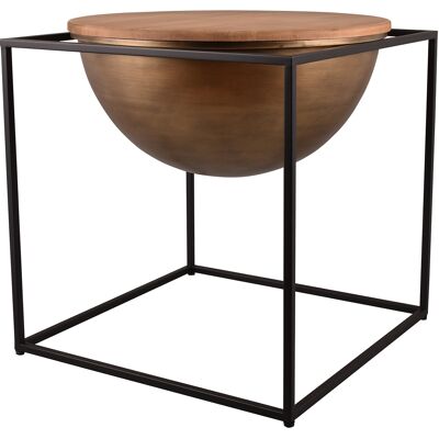 BES LED Bijzettafel - Livion Celin - Vierkant - 53x55x53cm - Zwart/Bruin - Metaal/Hout BES LED Bijzettafel - Livion Celin - Vierkant - 53x55x53cm - Zwart/Bruin - Metaal/Hout