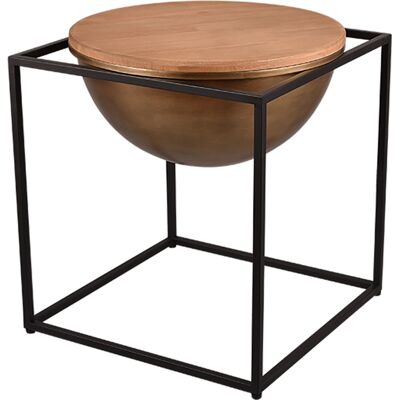 BES LED Bijzettafel - Livion Elina - 42x42cm - Zwart - Metaal - Hout BES LED Bijzettafel - Livion Elina - 42x42cm - Zwart - Metaal - Hout