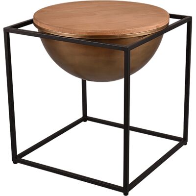 BES LED Bijzettafel - Livion Elina - 53x53cm - Zwart - Metaal - Hout BES LED Bijzettafel - Livion Elina - 53x53cm - Zwart - Metaal - Hout