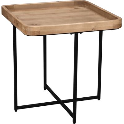 BES LED Bijzettafel - Livion Jayjay XL - Houten blad - Vierkant - Zwart - Metaal BES LED Bijzettafel - Livion Jayjay XL - Houten blad - Vierkant - Zwart - Metaal