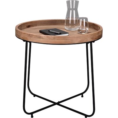 BES LED Bijzettafel - Livion Jin XL - Houten blad - Rond - Zwart - Metaal BES LED Bijzettafel - Livion Jin XL - Houten blad - Rond - Zwart - Metaal