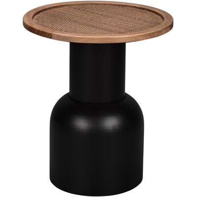 BES LED Bijzettafel - Livion Rondo XL - Houtenblad - Zwart - Metaal BES LED Bijzettafel - Livion Rondo XL - Houtenblad - Zwart - Metaal