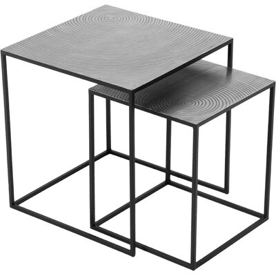 BES LED Bijzettafel - Livion Tashi - 2-delig - Vierkant - Zilver/Zwart - Aluminium BES LED Bijzettafel - Livion Tashi - 2-delig - Vierkant - Zilver/Zwart - Aluminium